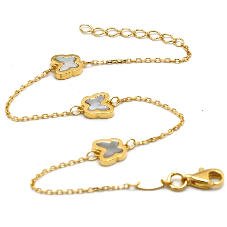 Real Gold GZVC 3 Plain Butterfly Clover Adjustable Size Bracelet 0595 BR1623