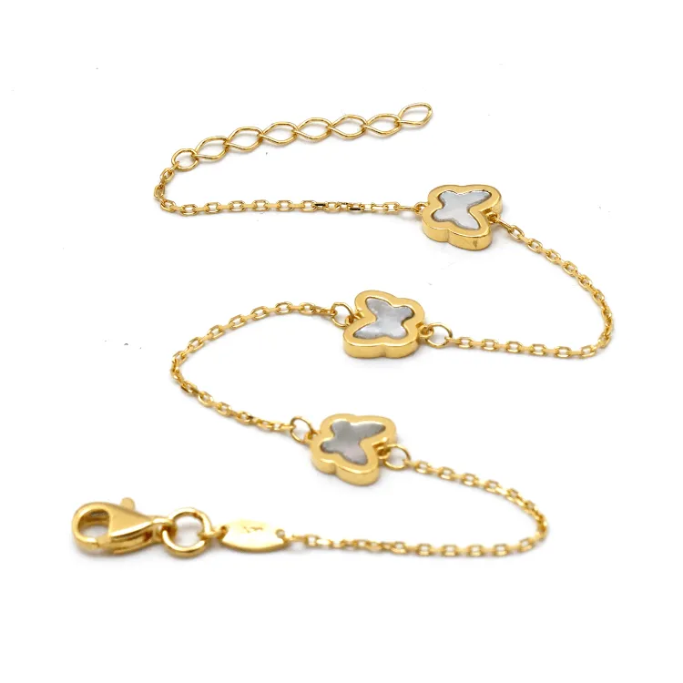 Real Gold GZVC 3 Plain Butterfly Clover Adjustable Size Bracelet 0595 BR1623