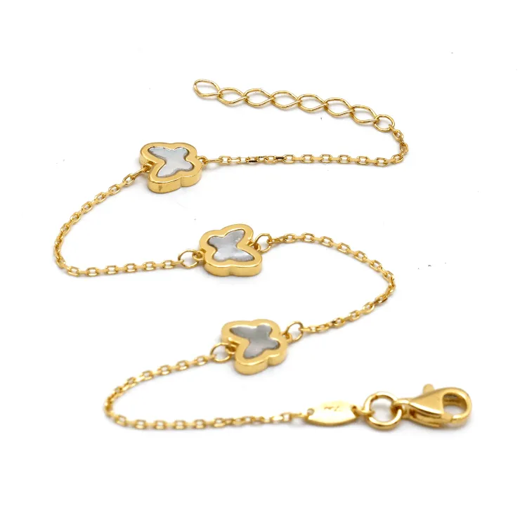Real Gold GZVC 3 Plain Butterfly Clover Adjustable Size Bracelet 0595 BR1623