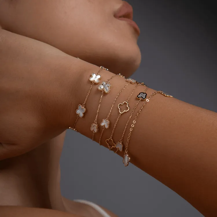 Real Gold GZVC 3 Plain Butterfly Clover Adjustable Size Bracelet 0595 BR1623