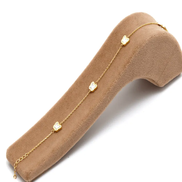 Real Gold GZVC 3 Plain Butterfly Clover Adjustable Size Bracelet 0595 BR1623