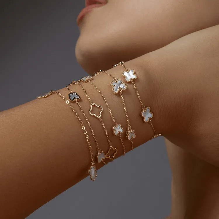 Real Gold GZVC 3 Plain Butterfly Clover Adjustable Size Bracelet 0595 BR1623