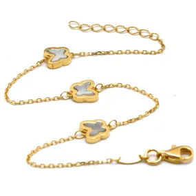 Real Gold GZVC 3 Plain Butterfly Clover Adjustable Size Bracelet 0595 BR1623