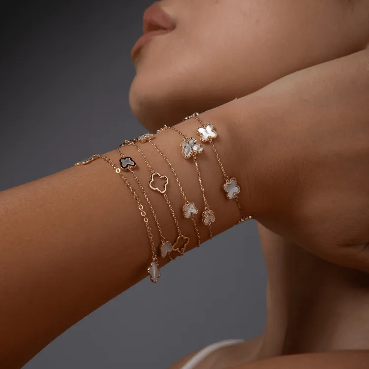 Real Gold GZVC 3 Plain Butterfly Clover Adjustable Size Bracelet 0595 BR1623
