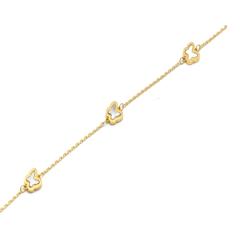 Real Gold GZVC 3 Plain Butterfly Clover Adjustable Size Bracelet 0595 BR1623