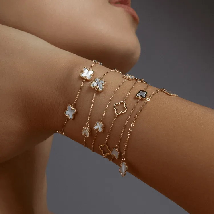 Real Gold GZVC 3 Plain Butterfly Clover Adjustable Size Bracelet 0595 BR1623