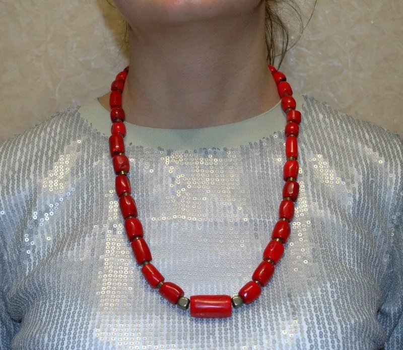 Real red сoral Necklace Genuine vintage coral necklace Anniversary gifts for wife her Personalized gifts for mom Christmas present idea