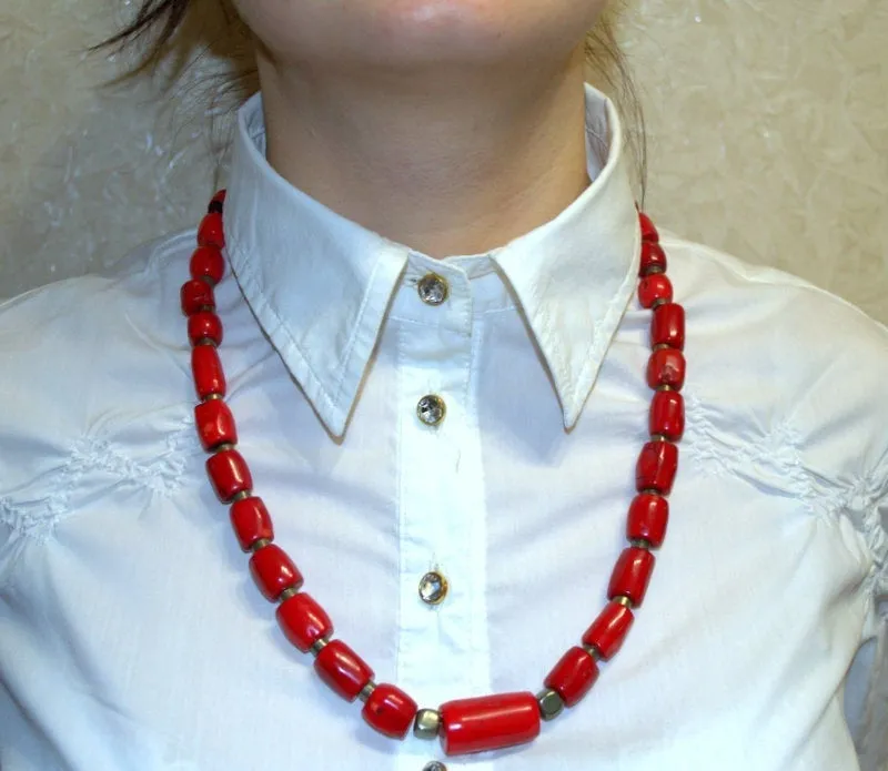 Real red сoral Necklace Genuine vintage coral necklace Anniversary gifts for wife her Personalized gifts for mom Christmas present idea