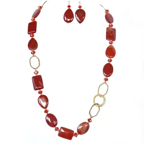 Reese: Long Red Necklace Set