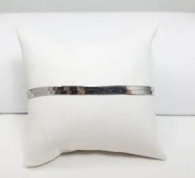 Reversible 14k White Gold Herringbone 8" Bracelet