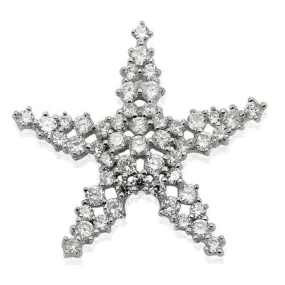 Rhodium 925 Sterling Silver Pendant with AAA Grade CZ in Clear for Women Clear Stone Color Style LOS235