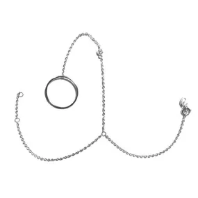 Rose Gold Plated Hand Chain Bracelet with Ring
