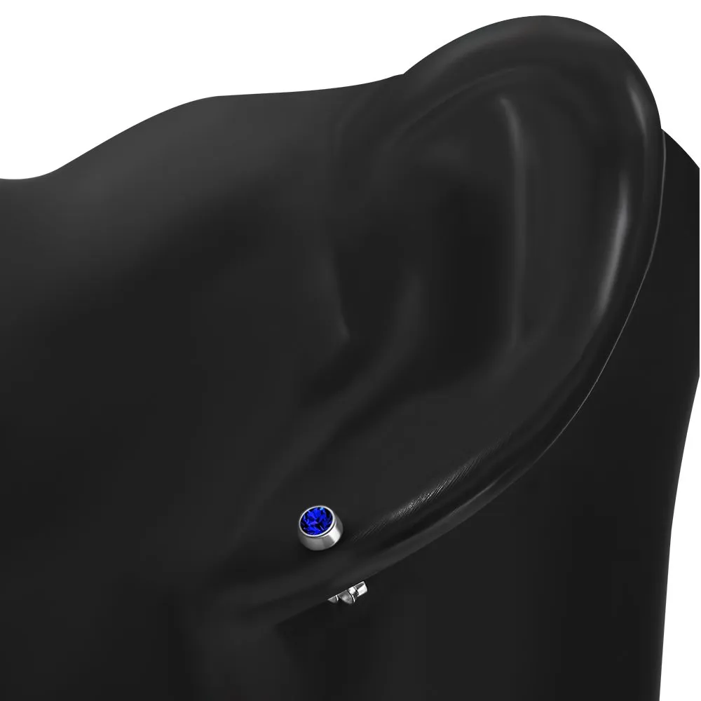 Sapphire CZ Sterling Silver Stud Earrings
