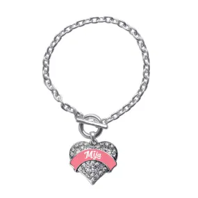 Silver Coral Mija Pave Heart Charm Toggle Bracelet