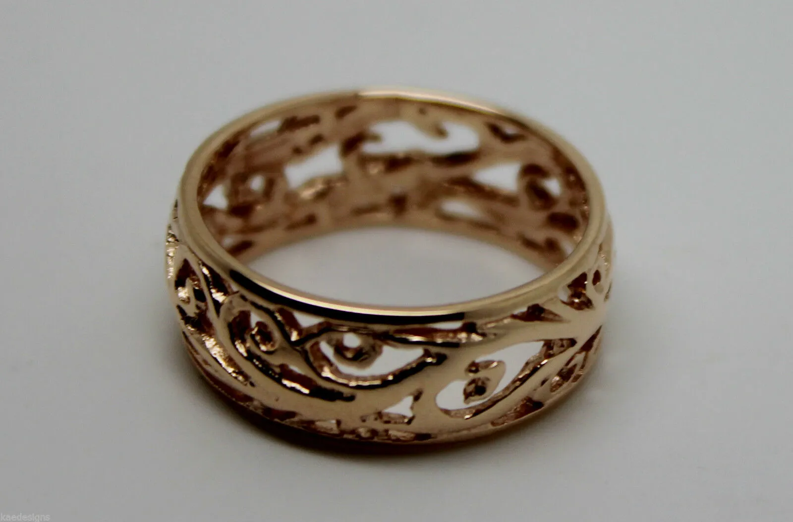 Size J 1/2 Genuine 9ct 9K Full Solid Wide Yellow, Rose or White Gold Filigree Vine Ring 235