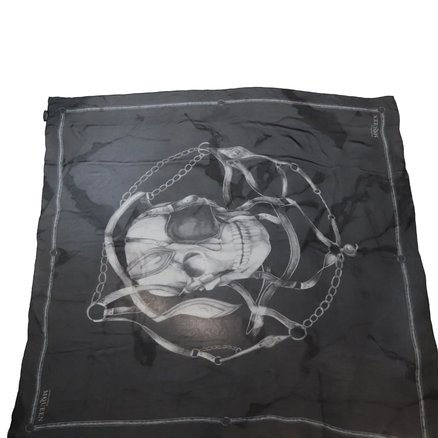 Skull Scarf Silk Black Ivory