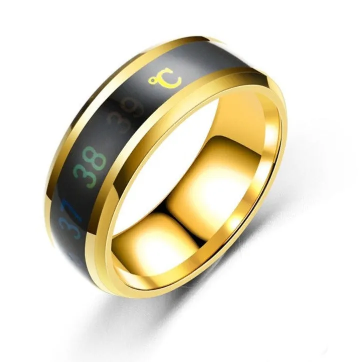Smart Sensor Body Temperature Ring Man Women Multifunctional Stainless Steel Display Real-time Temperature Test Finger Rings