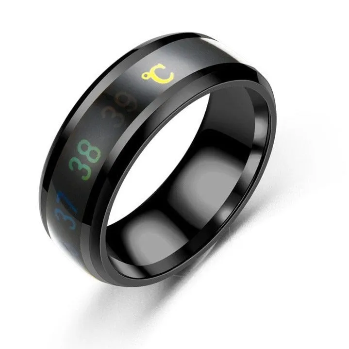 Smart Sensor Body Temperature Ring Man Women Multifunctional Stainless Steel Display Real-time Temperature Test Finger Rings