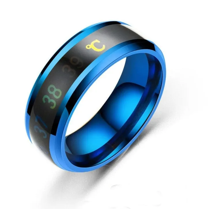 Smart Sensor Body Temperature Ring Man Women Multifunctional Stainless Steel Display Real-time Temperature Test Finger Rings