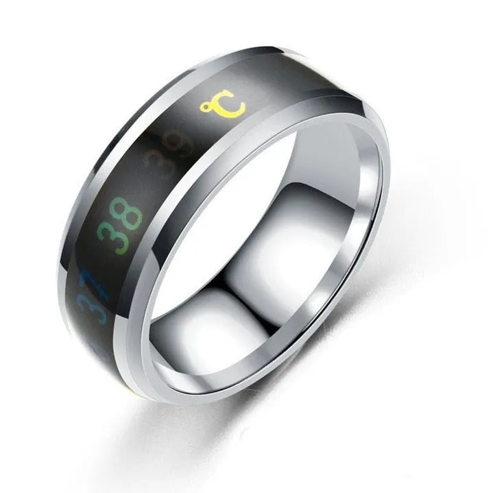 Smart Sensor Body Temperature Ring Man Women Multifunctional Stainless Steel Display Real-time Temperature Test Finger Rings