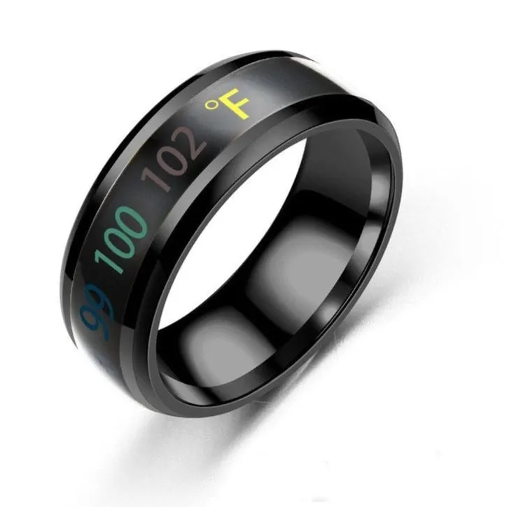 Smart Sensor Body Temperature Ring Man Women Multifunctional Stainless Steel Display Real-time Temperature Test Finger Rings