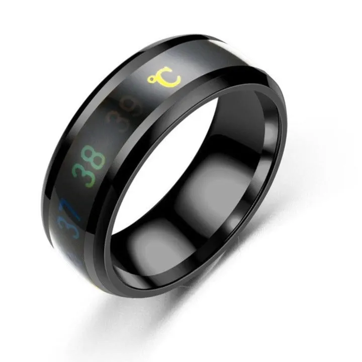 Smart Sensor Body Temperature Ring Man Women Multifunctional Stainless Steel Display Real-time Temperature Test Finger Rings