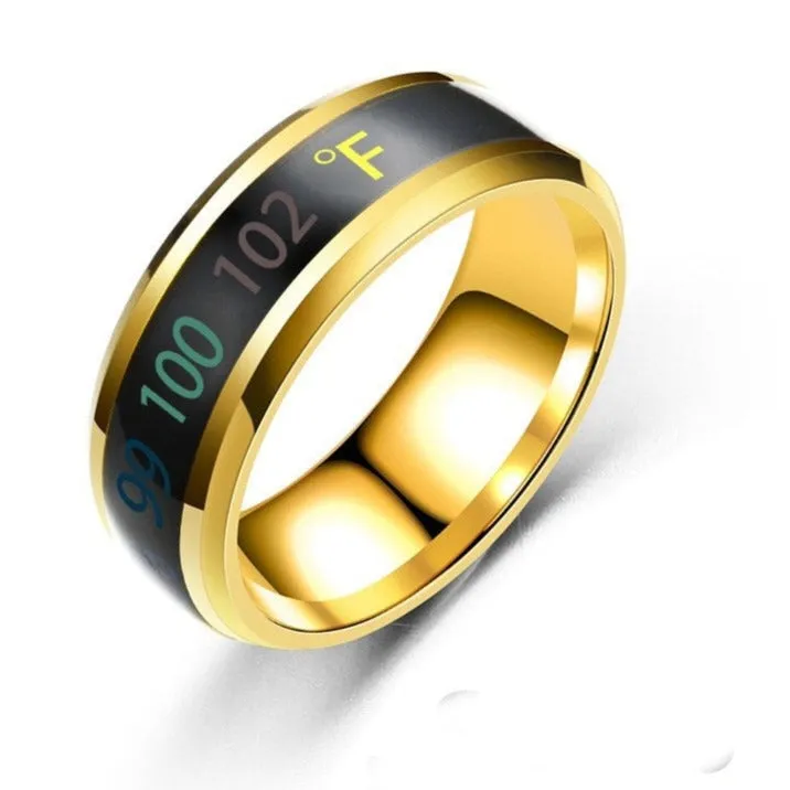 Smart Sensor Body Temperature Ring Man Women Multifunctional Stainless Steel Display Real-time Temperature Test Finger Rings