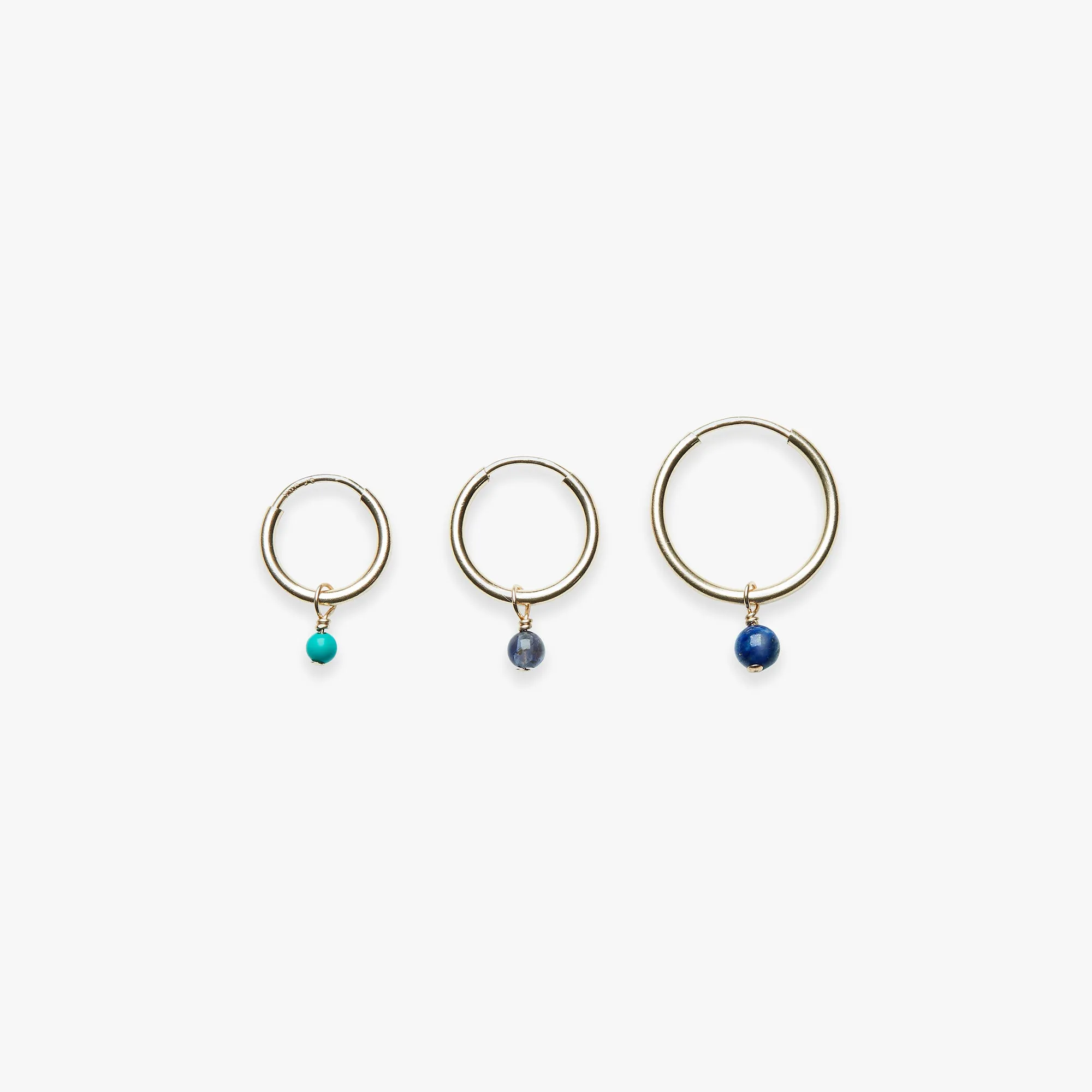 Smooth Pebble gemstone charm earring gold filled