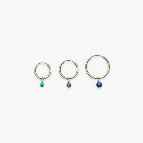 Smooth Pebble gemstone charm earring gold filled