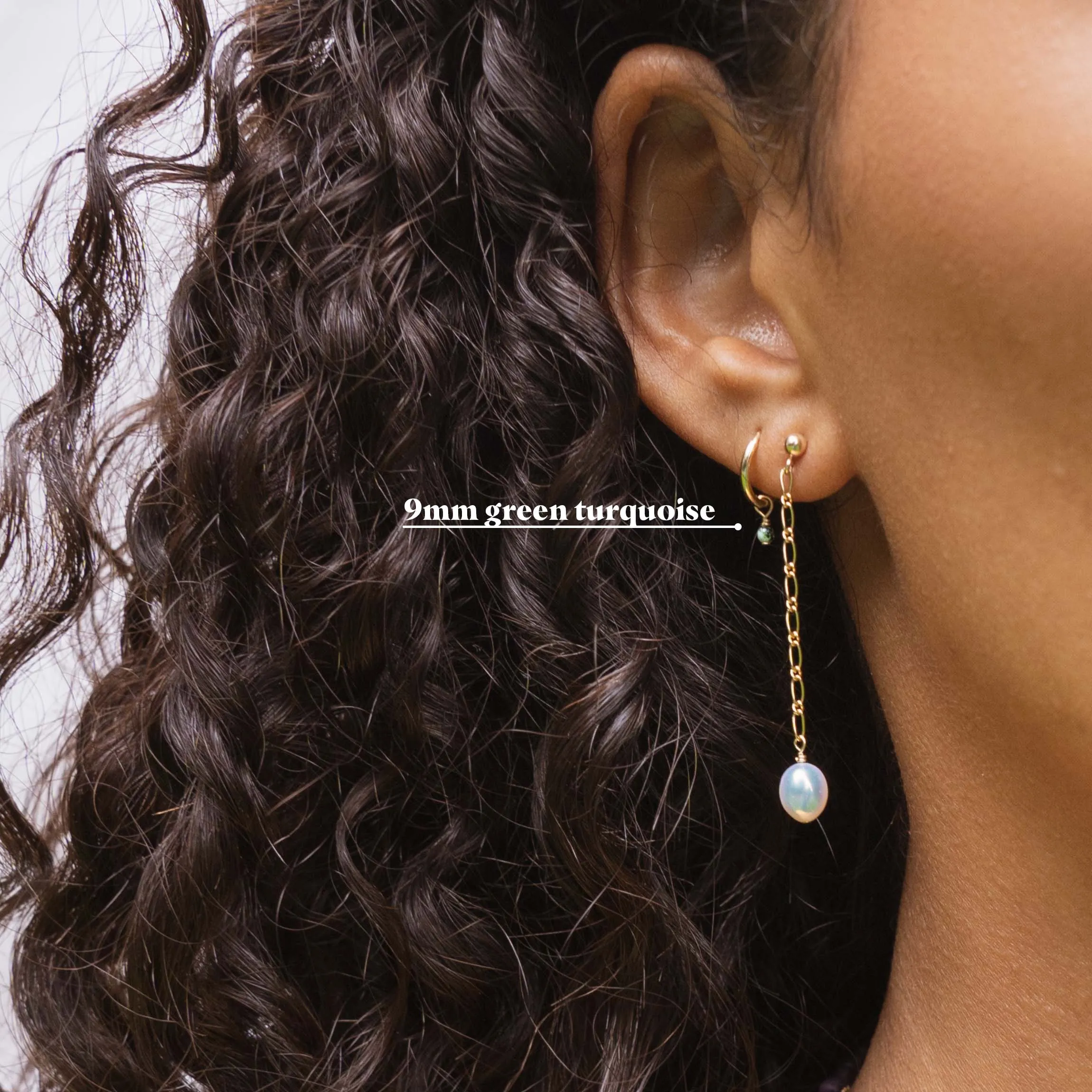 Smooth Pebble gemstone charm earring gold filled