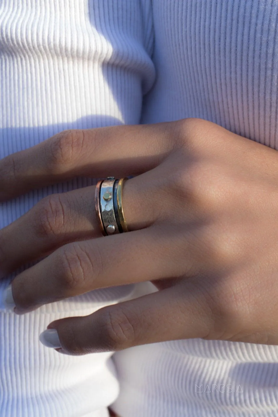 Spinner Ring~Sterling Silver 925 & Copper & Bronze~MS005