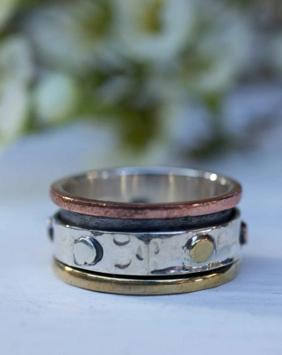 Spinner Ring~Sterling Silver 925 & Copper & Bronze~MS005