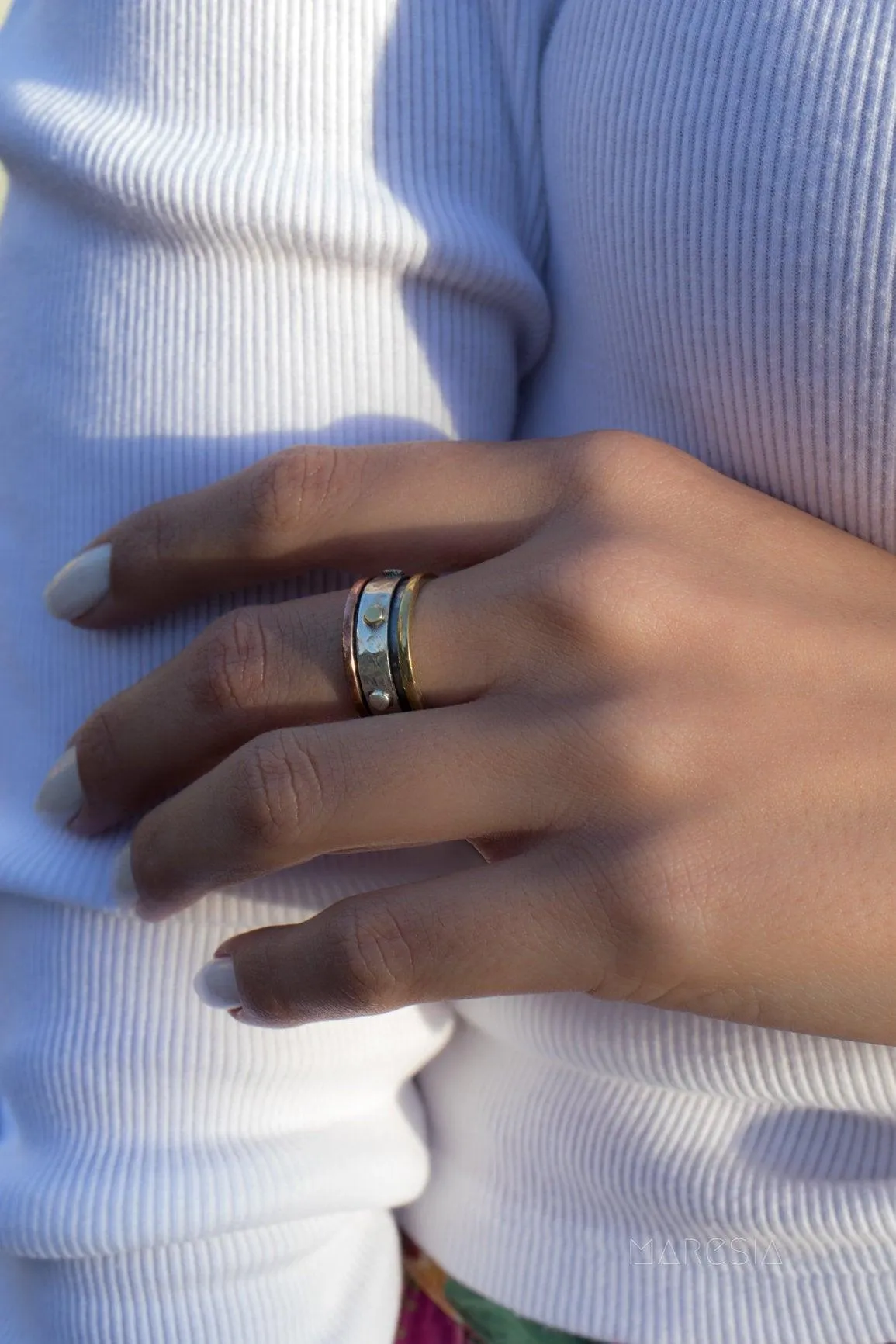 Spinner Ring~Sterling Silver 925 & Copper & Bronze~MS005