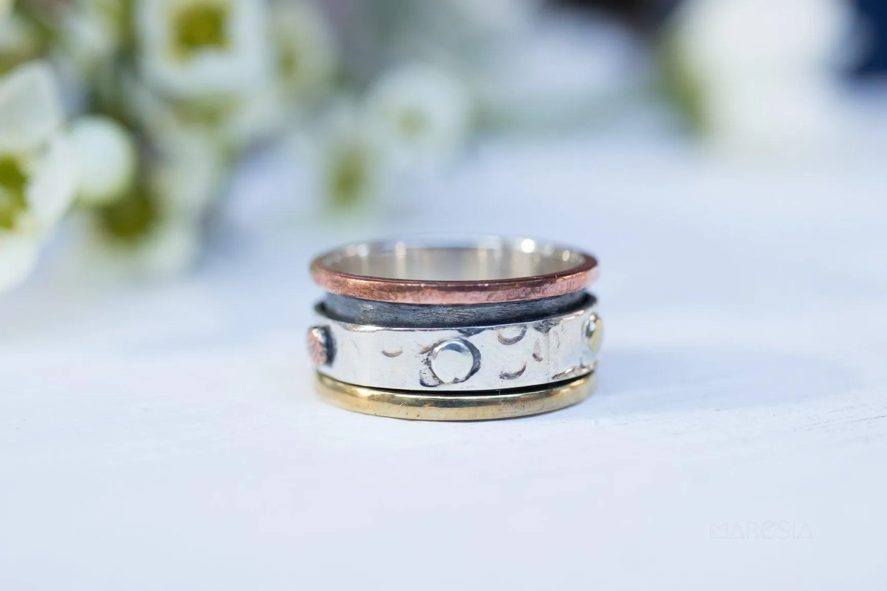Spinner Ring~Sterling Silver 925 & Copper & Bronze~MS005