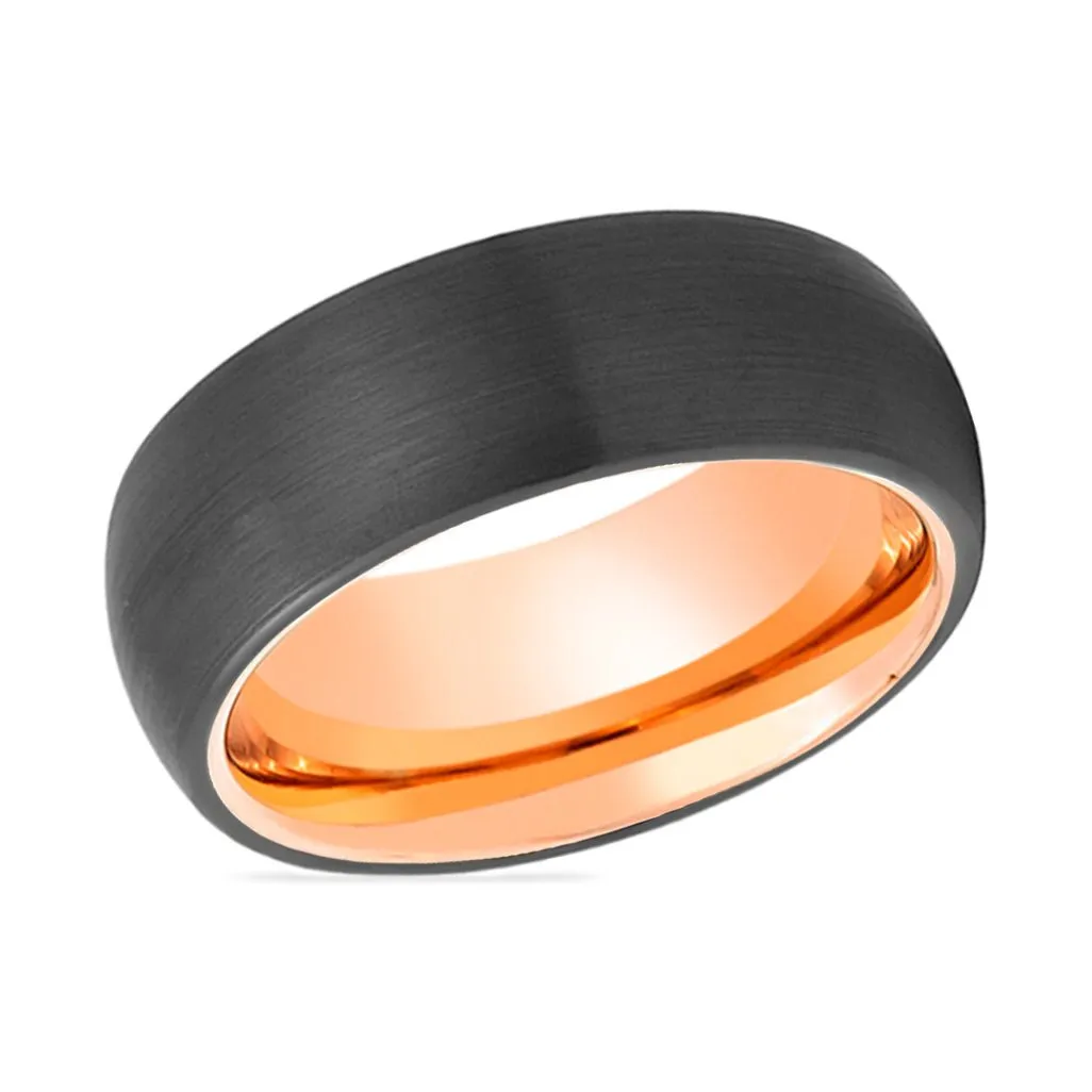 STARSKY | Rose Gold Tungsten Ring Black Domed