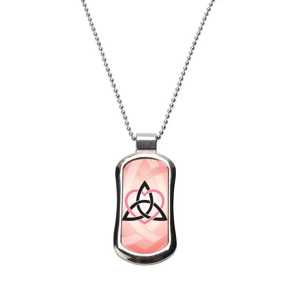 Steel Celtic Sister Coral Dog Tag Necklace