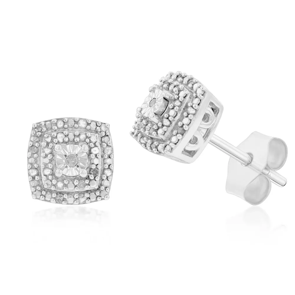 Sterling Silver 1/3 Carat Diamond Pendant Earring and Ring Set