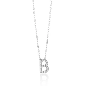 Sterling Silver Cubic Zirconia Initial "B" Pendant On 39 3cm Chain