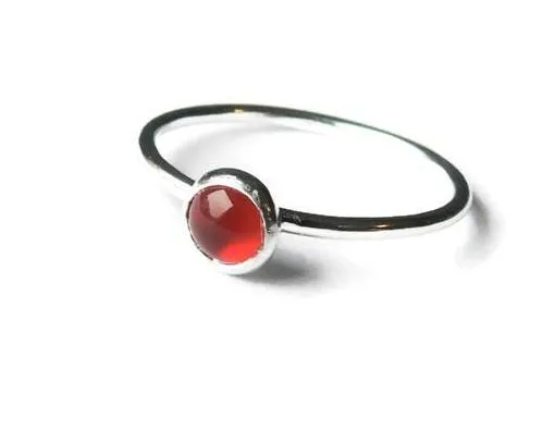 Sterling Silver Stacking Carnelian Ring
