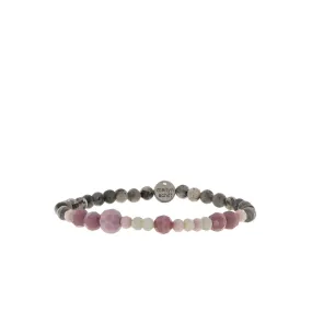 stone & mixed glass bead stretch bracelet