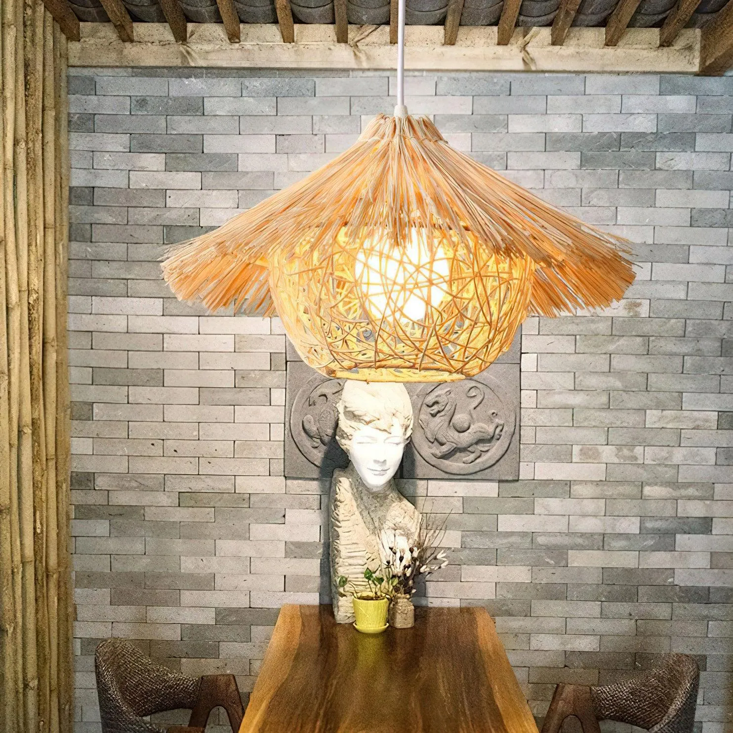 Straw Hat Pendant Light