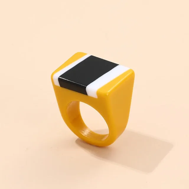Striped- the Candy Striped Acrylic Boxy Ring