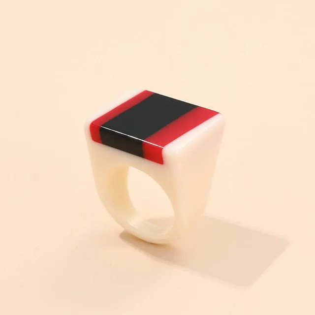 Striped- the Candy Striped Acrylic Boxy Ring