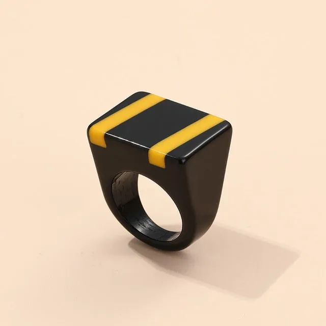 Striped- the Candy Striped Acrylic Boxy Ring