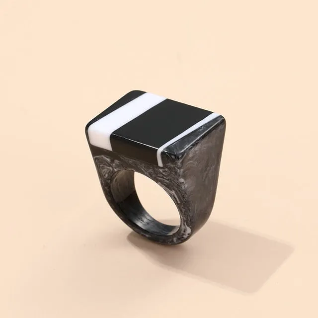 Striped- the Candy Striped Acrylic Boxy Ring
