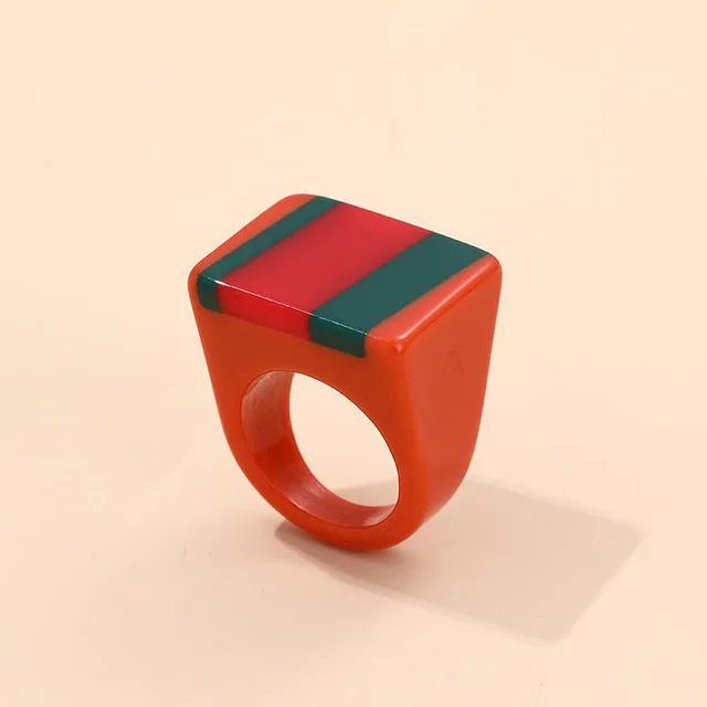 Striped- the Candy Striped Acrylic Boxy Ring