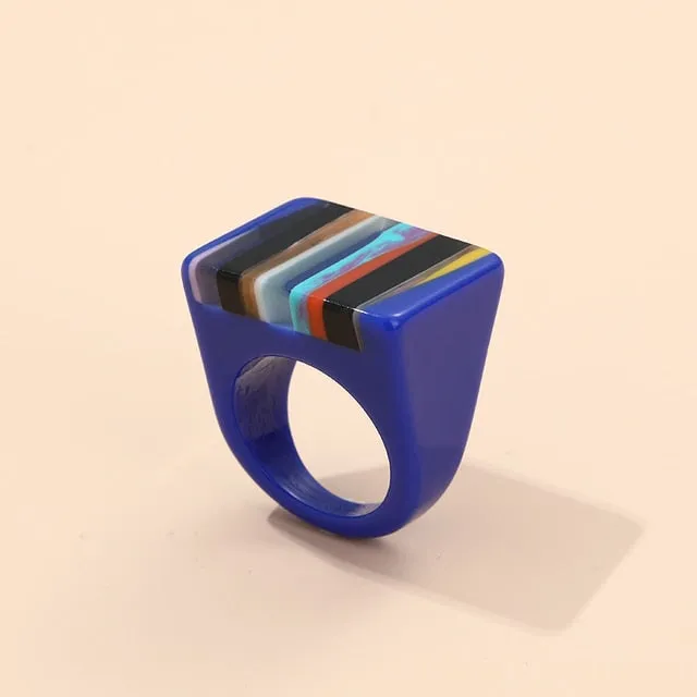 Striped- the Candy Striped Acrylic Boxy Ring