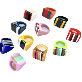 Striped- the Candy Striped Acrylic Boxy Ring