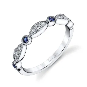 Sylvie 14K White Gold .23ctw Sapphire and Diamond Vintage Style Band (96860)