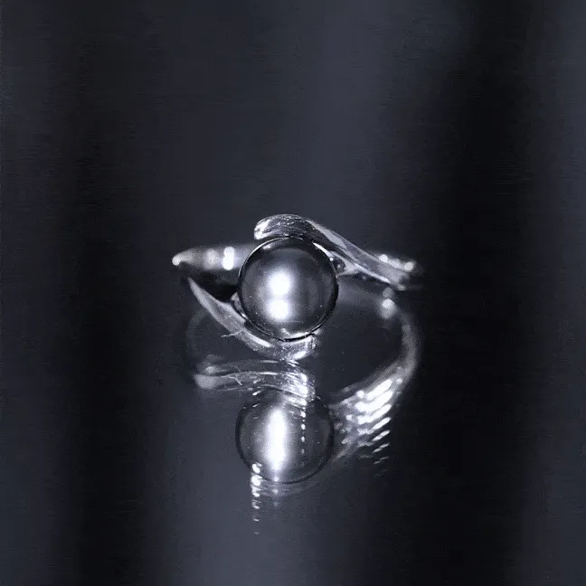 Tahitian Black Pearl Solitaire Bypass Engagement Ring in Gold